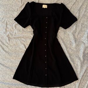 Sezane square neck black dress
